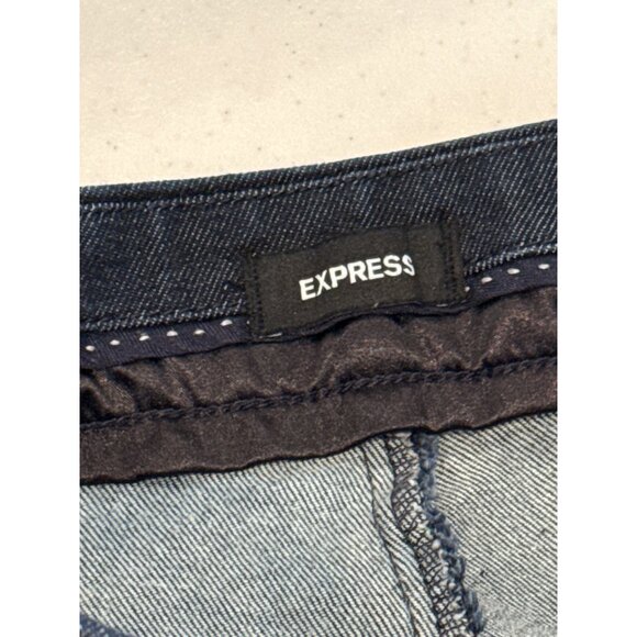 Express Super High Rise Flare Jeans Dark Wash Bootcut Stretch Denim Size 2R - Picture 3 of 14